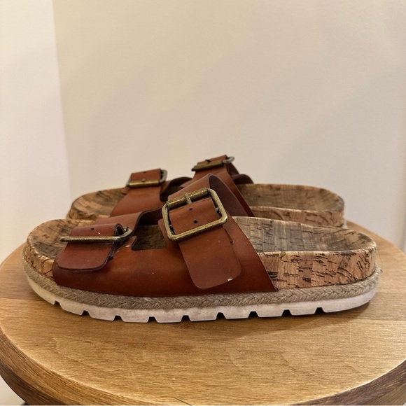 Esprit Brielle Sandals Womens Size 6.5M Brown Chestnut Cork Like Base White Heel - Picture 4 of 14